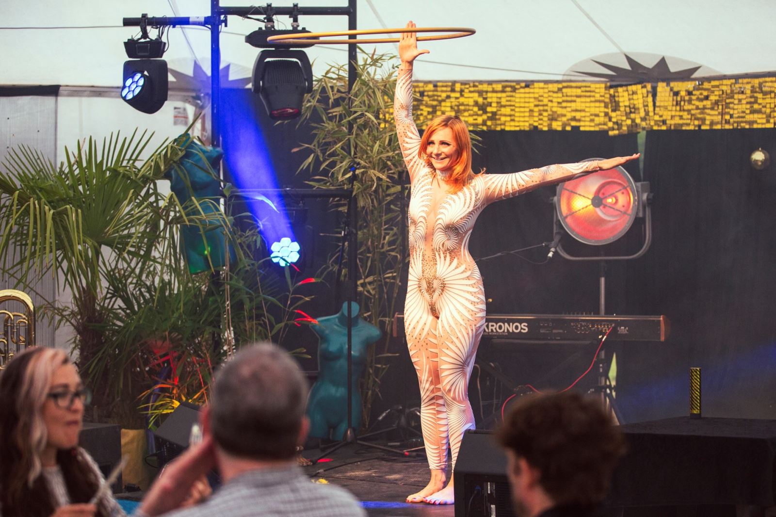 Jasmin Edwards performing on stage.
